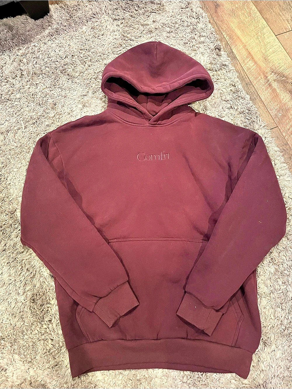 Comfrt Minimalist Hoodie – Mega Burgundy Pullover Hoodie